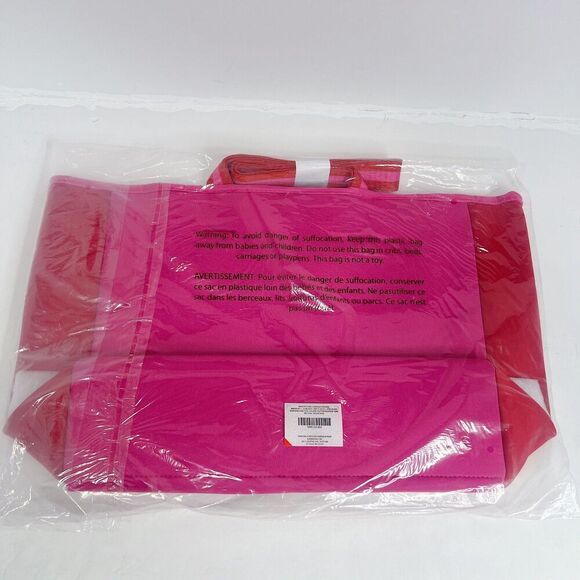 NWT Anthropologie SUMMERSALT Pink and Red Neoprene Summer Beach Tote - Picture 5 of 5